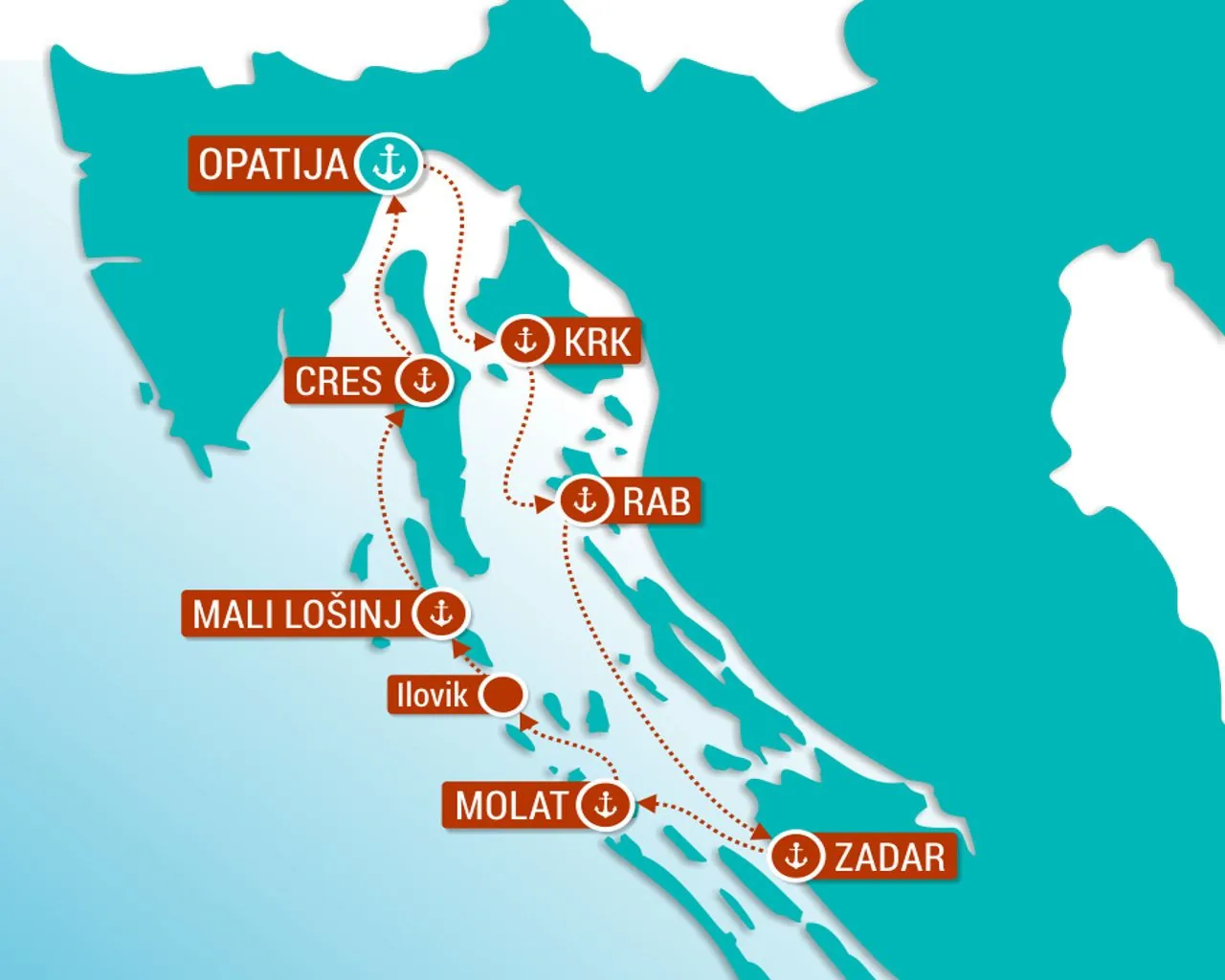 Krstarenje Kvarnerskom obalom i otocima od 14.06. do 06.09.2025.